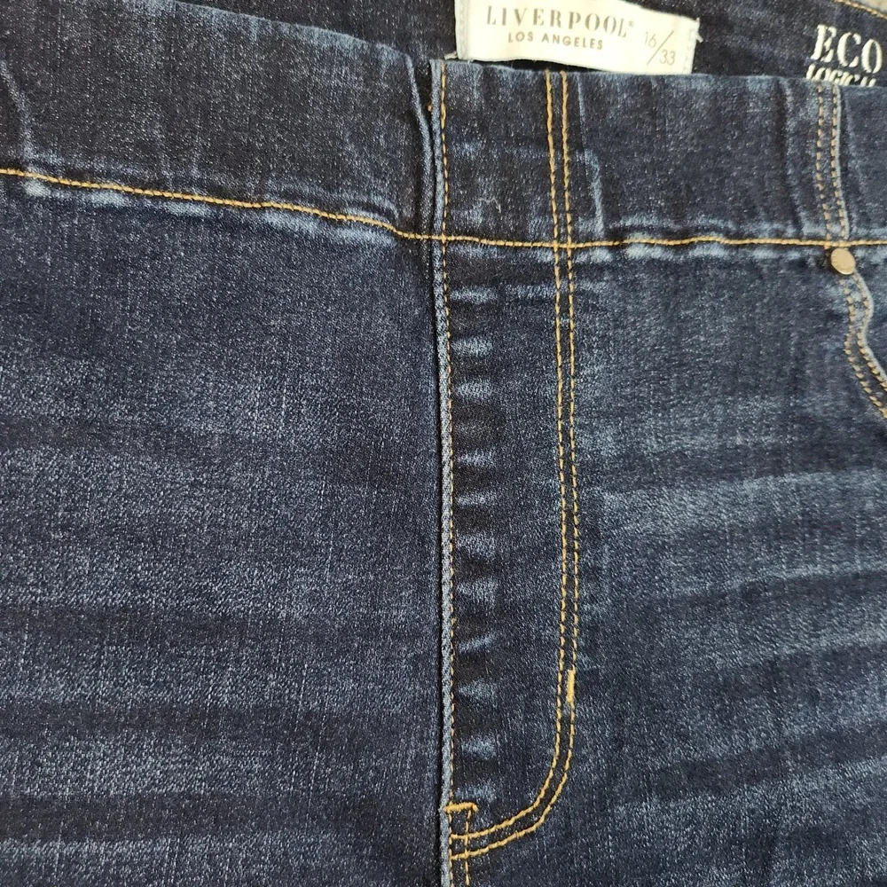 Liverpool Chloe Pull-On Slim Eco Jeans Womens 16/33 Plus Dark Wash Blue Denim